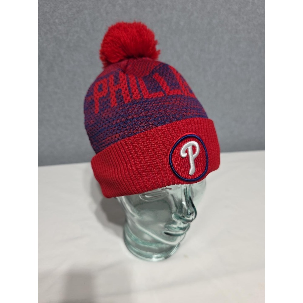New Era Philadelphia Phillies MLB On-Field Knit Pom Beanie Hat Red/Blue OS - Picture 2 of 11
